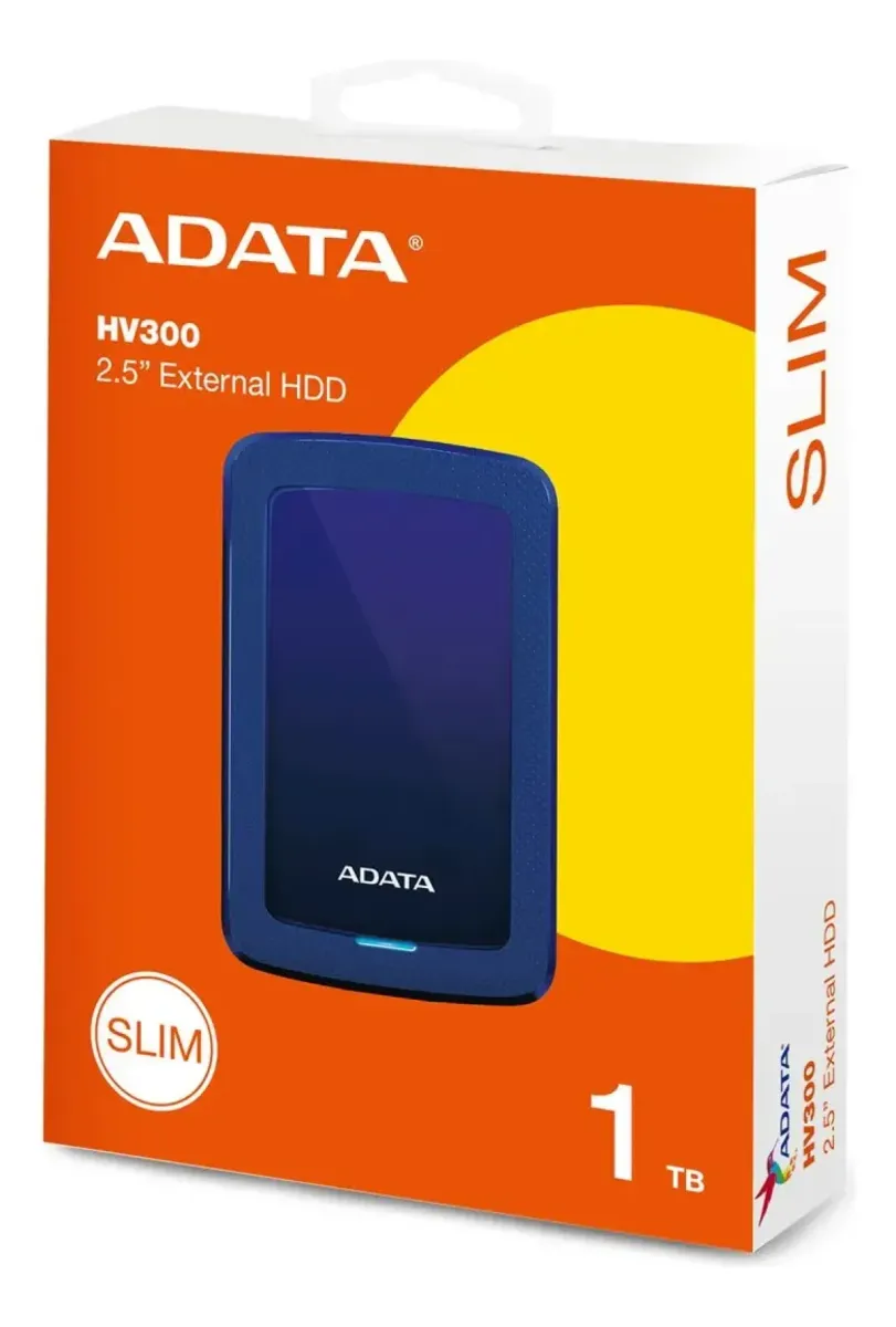 Adata Disco Externo 1tb Slim Usb 3.2 Azul Ahv300-1tu3 Ppct