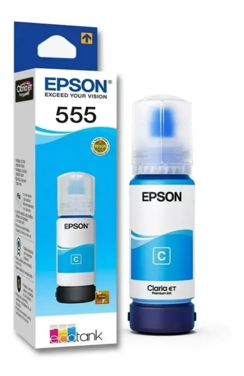 Tinta Epson Original 555 Cyan L8160 L8180 Cian