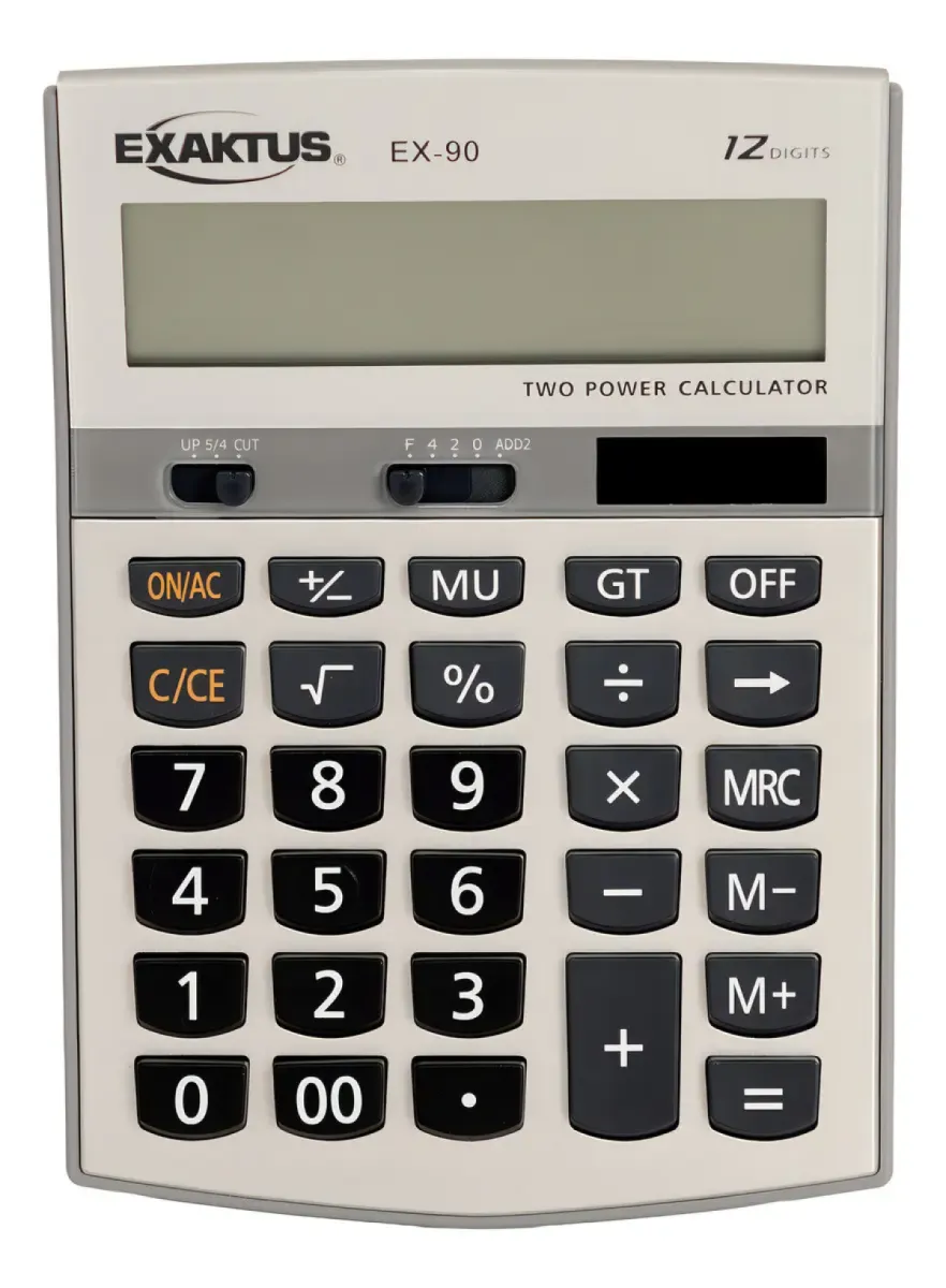 Calculadora Básica de Escritorio Exaktus EX-90 Plateada con 6 Funciones
