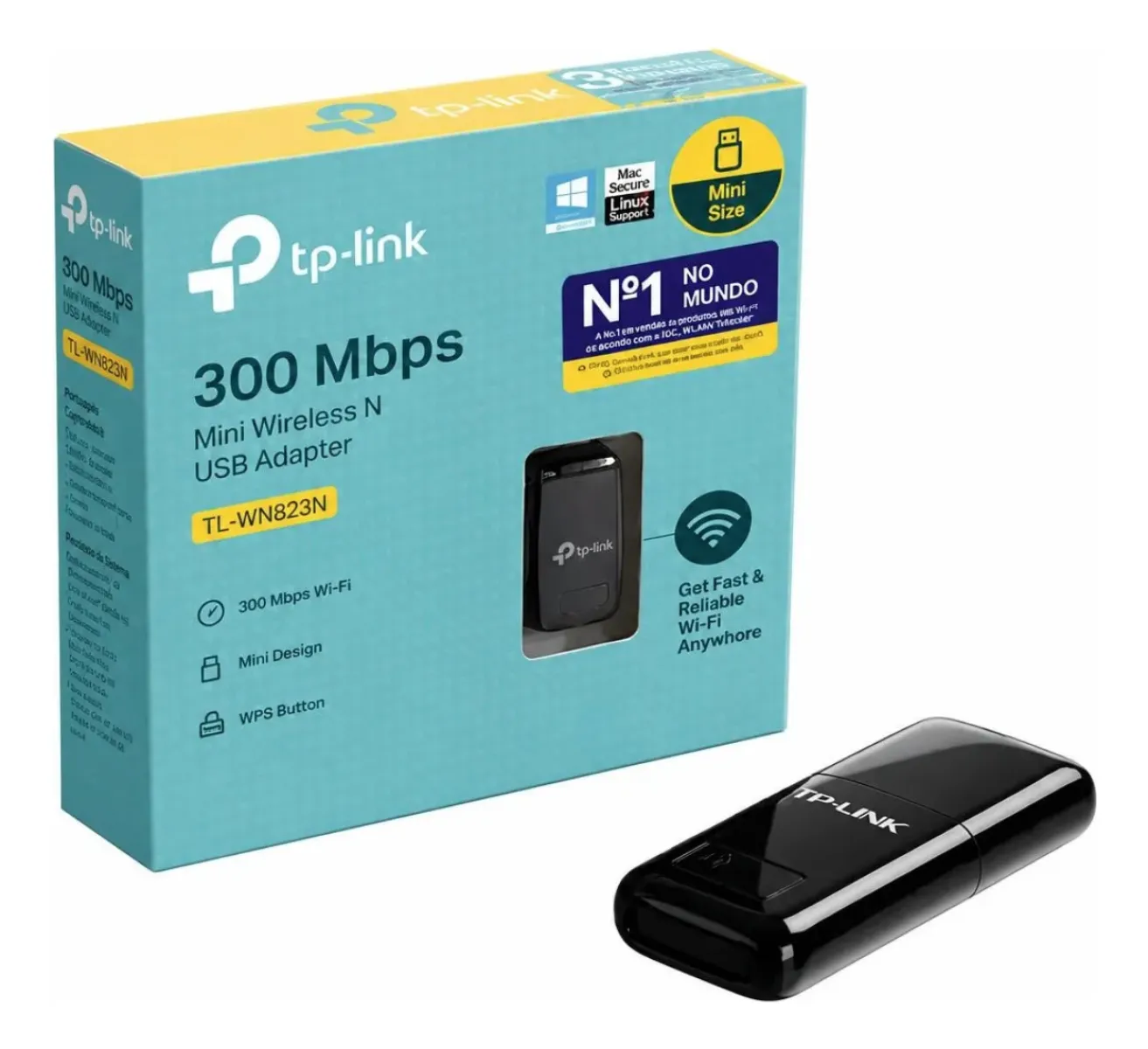Mini Adaptador Usb Inalámbrico 300mbps Tp-link Tl-wn823n