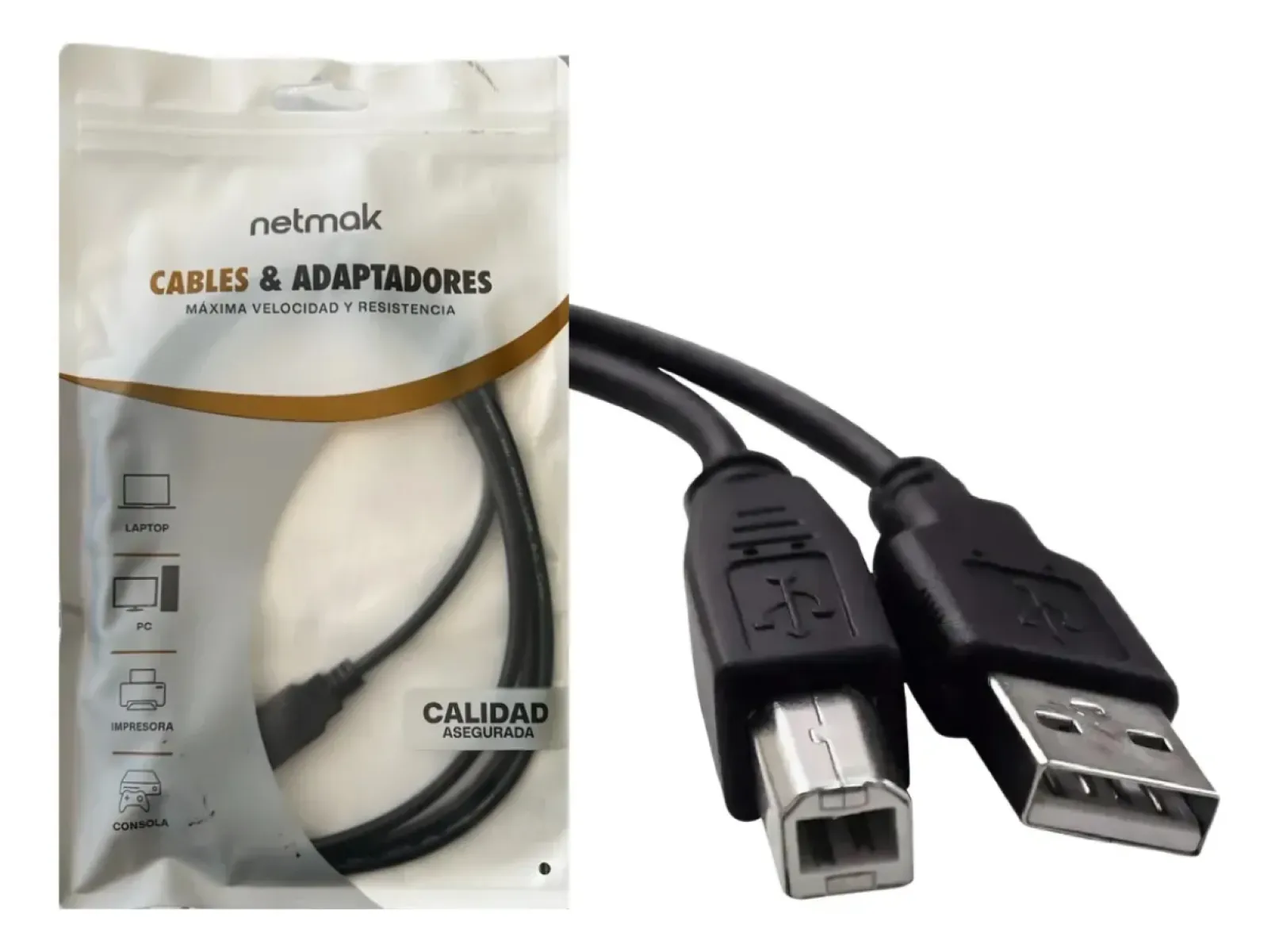 Cable USB-A a USB-B 1.8m Impresora Netmak