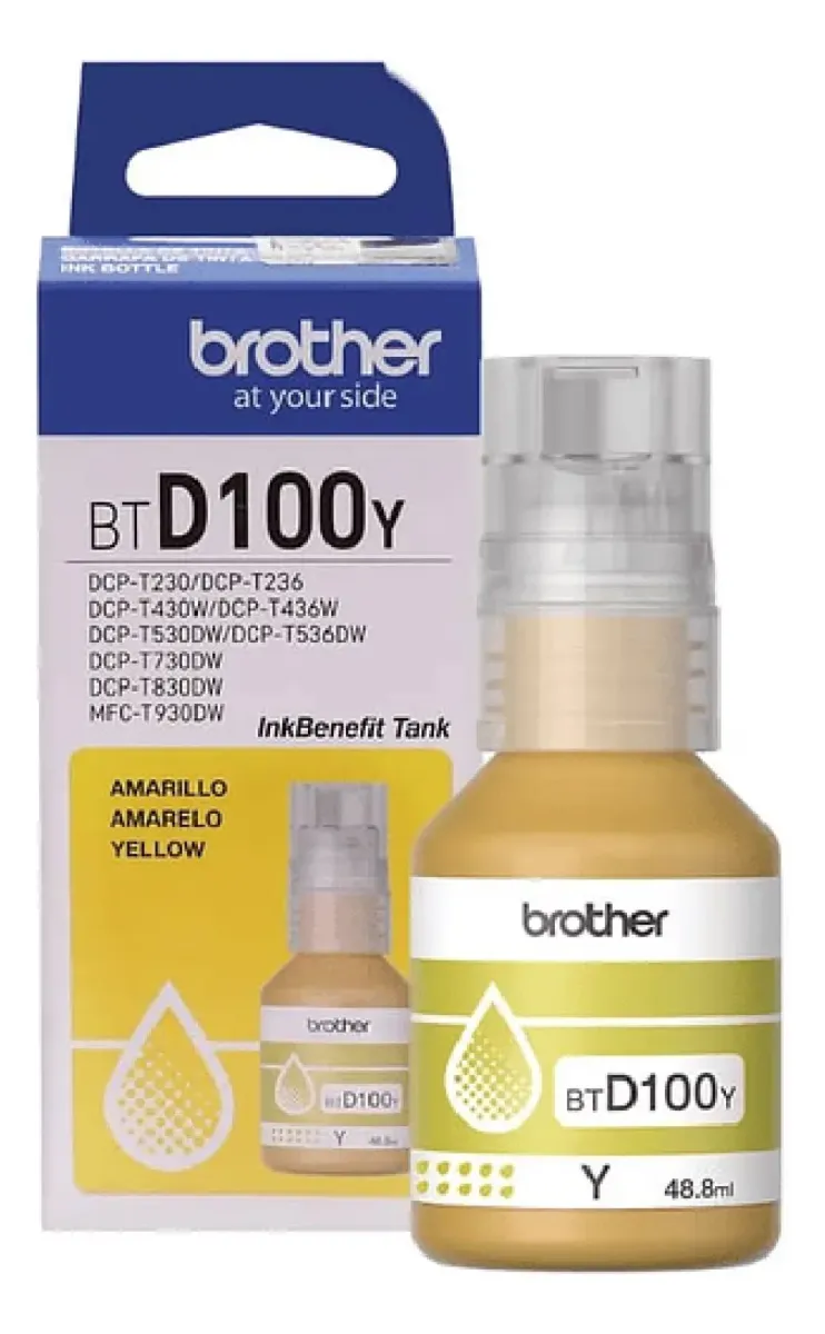 Tinta Original Brother BTD100Y Amarilla – Ultra Rendimiento para Impresoras Brother
