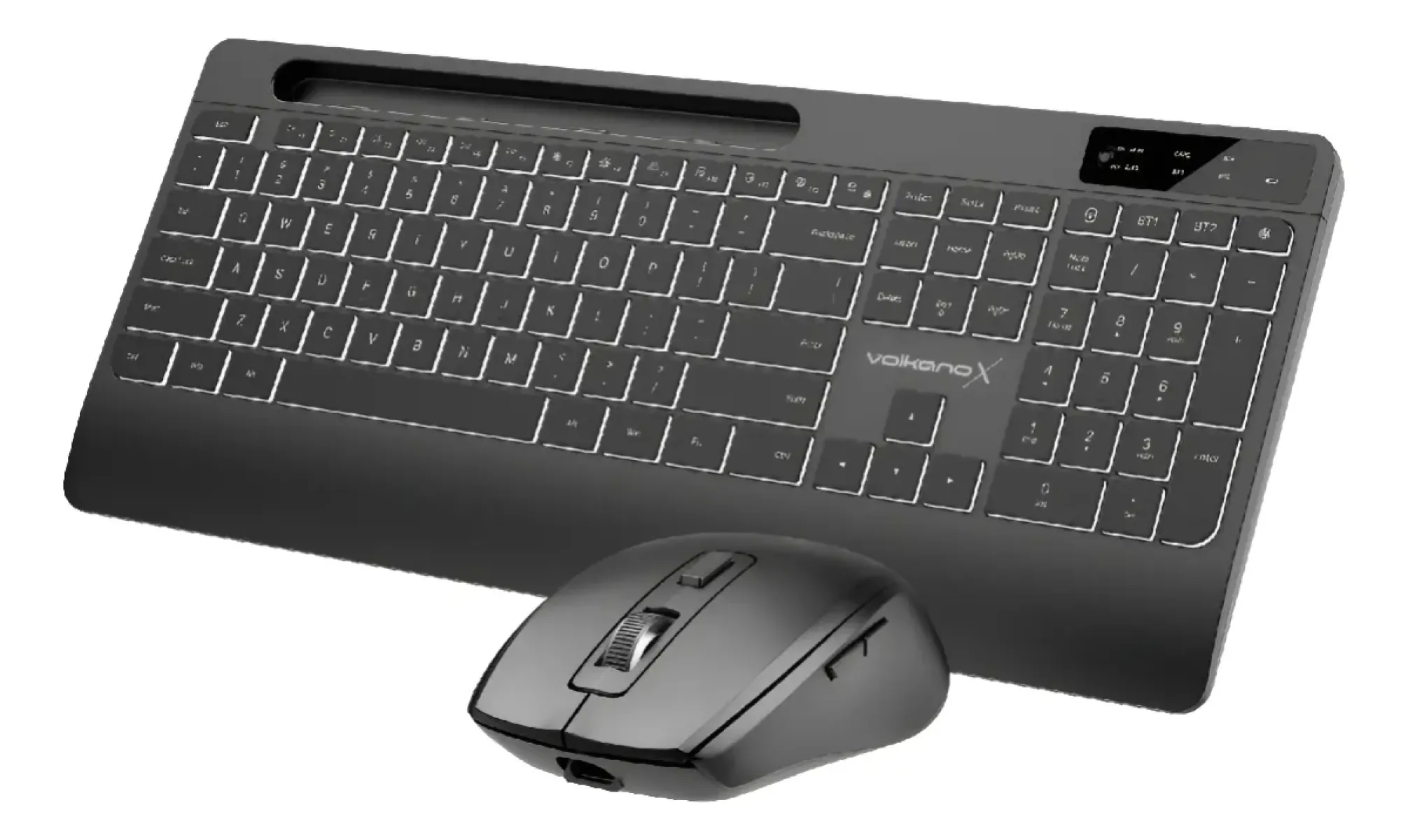 Kit Teclado Y Mouse Inalámbrico Recargable Volkano X Gem Negro