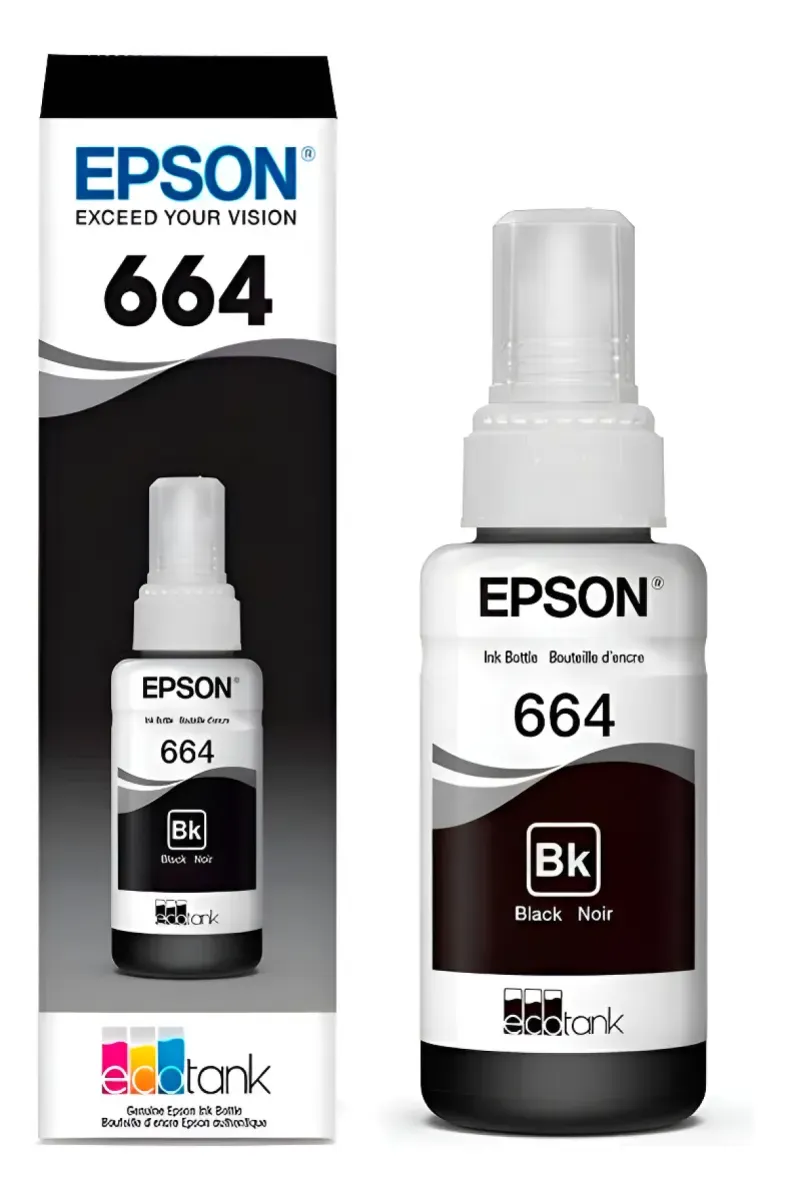 Tinta Epson T664 Negro 70ml T664120 L475 L495 L220 L365 L395