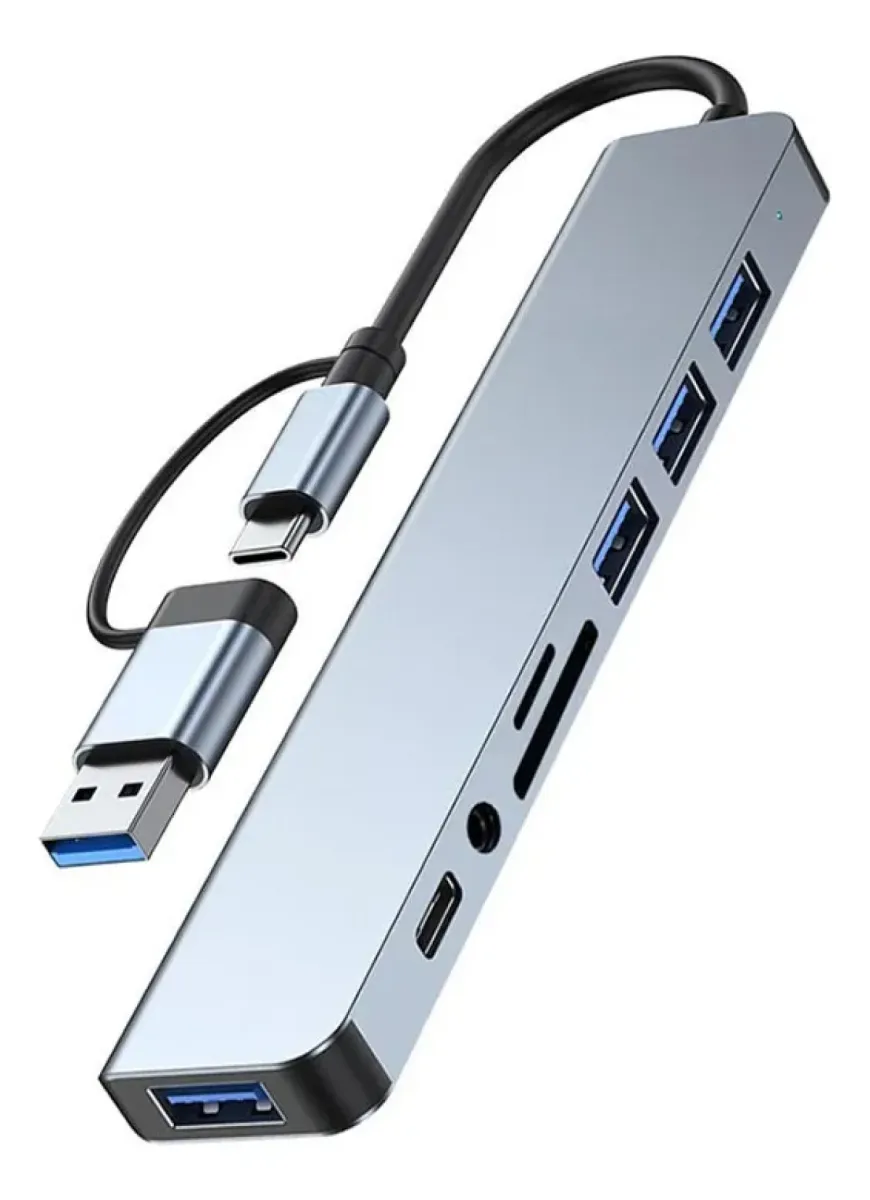 Adaptador Hub Usb Usb C 8 Puertos Usb 8-1 Multiplicador