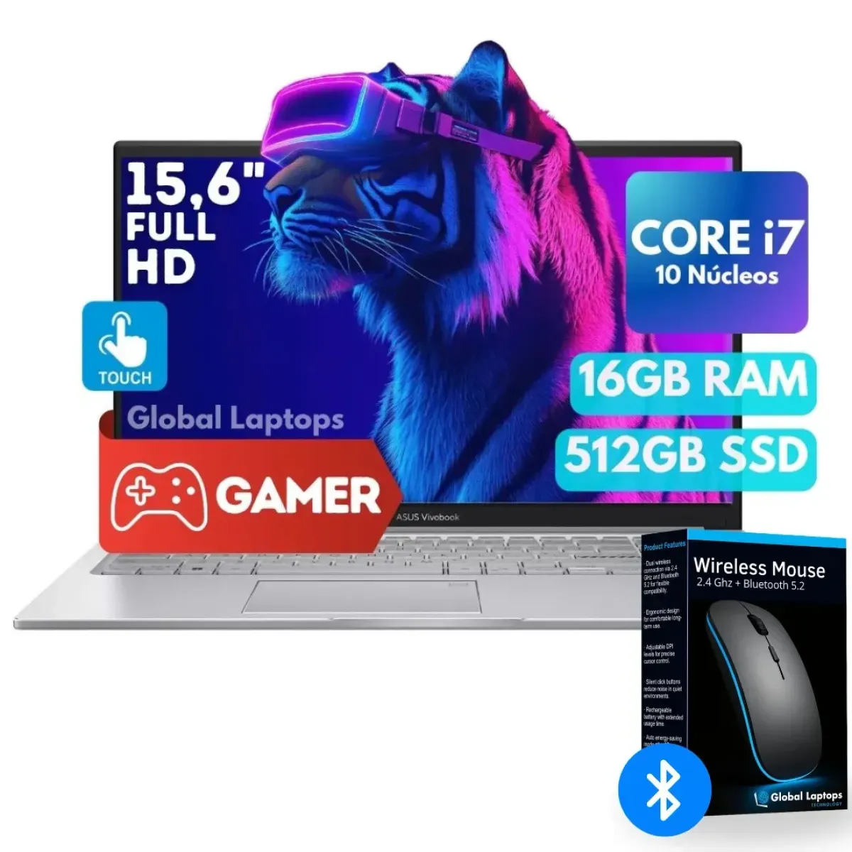 Asus Vivobook Gamer Core I7 1255u 16gb Ram 512gb Ssd Pantalla Tactil 15.6 Fhd 1920 X 1080 Intel Iris Xe Graphics Windows 11 Notebook